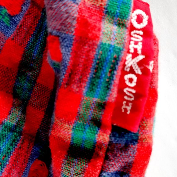 Vintage Girls Oshkosh Dress Jumper Apples Plaid Size 2T - Picture 6 of 12